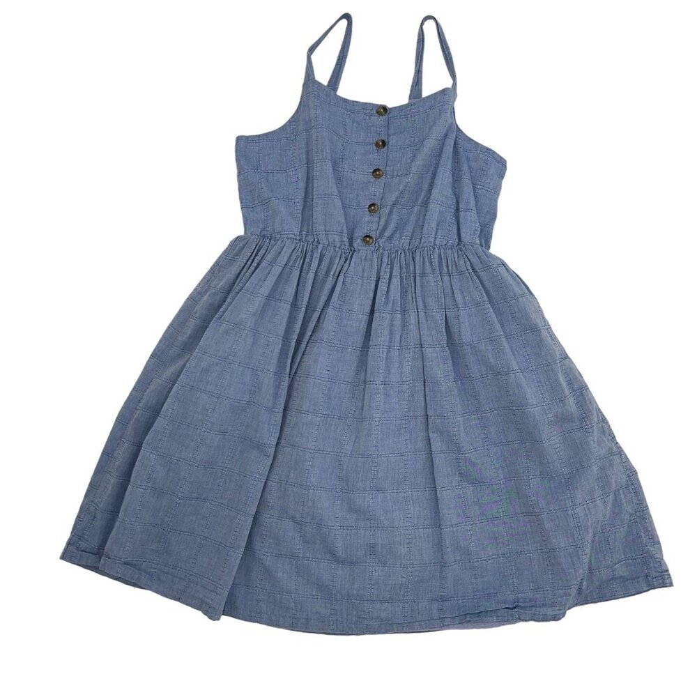 Girls All Blue Plaid Sundress Front Buttons Open Back Cat & Jack